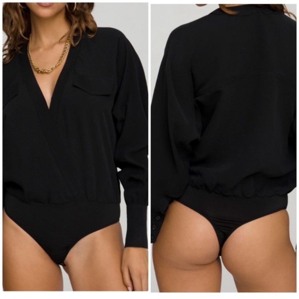 Good American Utility Wrap Bodysuit in Black - Picture 2 of 9